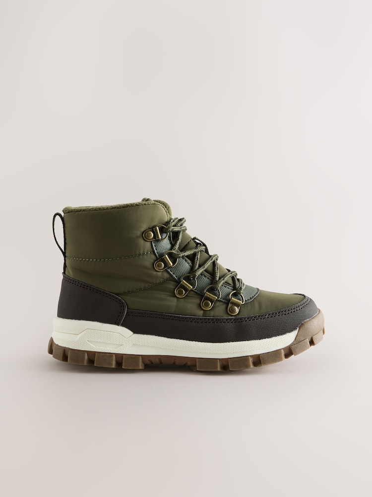Khaki Green Nylon Waterproof Lace-Up Walking Boots - Image 2 of 5 Khaki Green Nylon Waterproof Lace-Up Walking Boots - Image 2 of 5