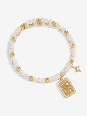 Inicio Gold Tone Pearl And Celestial Charm Double Bracelet - Gift Pouch - Image 1 of 4