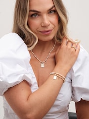 Inicio Gold Tone Pearl And Celestial Charm Double Bracelet - Gift Pouch - Image 4 of 4