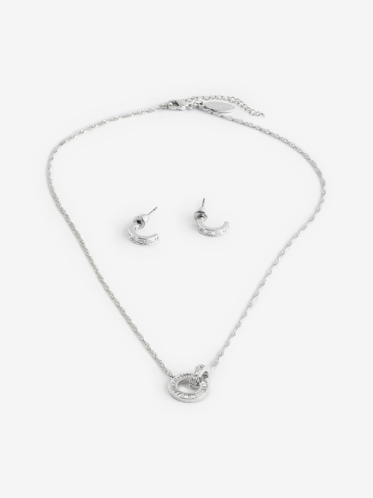Inicio Silver Tone Cubic Zirconia Linked Circle Set - Gift Boxed - Image 1 of 1
