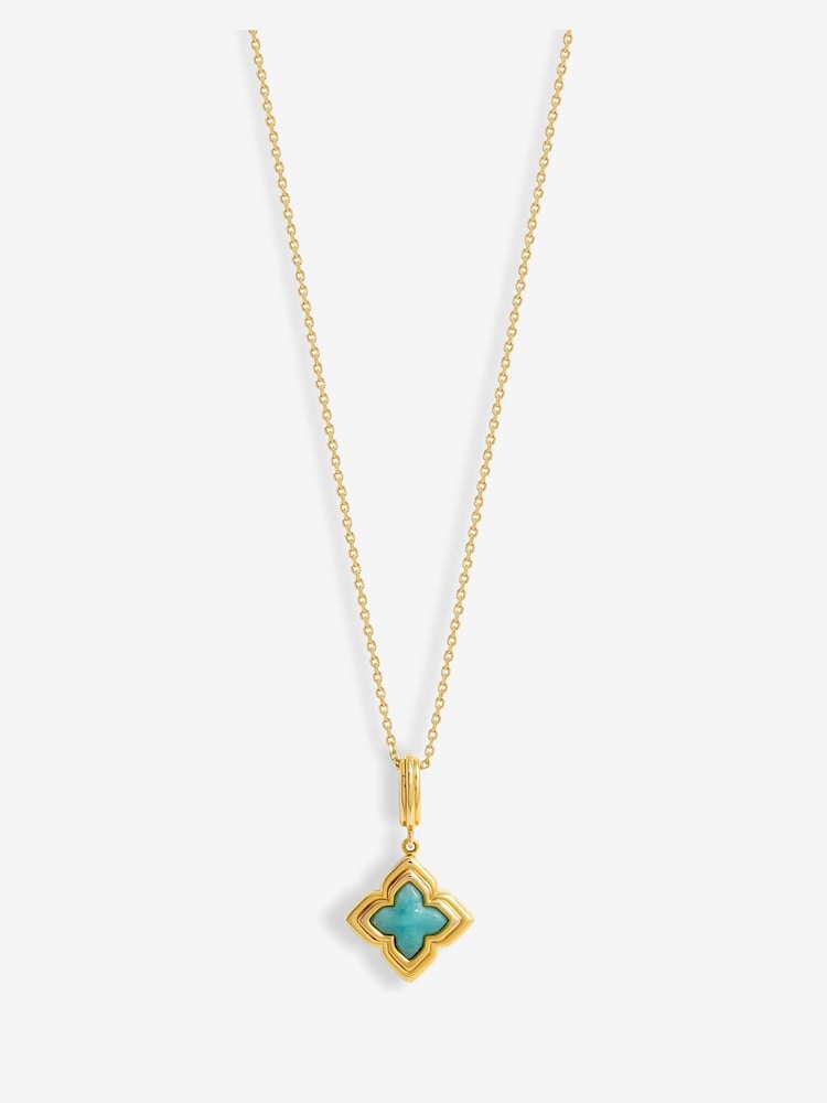 Inicio Gold Tone Aquamarine Clover Necklaces - Gift Pouch - Image 1 of 3