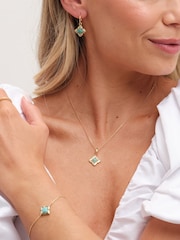 Inicio Gold Tone Aquamarine Clover Necklaces - Gift Pouch - Image 2 of 3