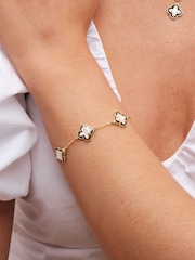 Inicio Gold Tone Jet Enamel And Mother Of Pearl Clover Bracelet - Gift Pouch - Image 2 of 3