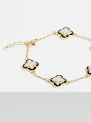 Inicio Gold Tone Jet Enamel And Mother Of Pearl Clover Bracelet - Gift Pouch - Image 3 of 3