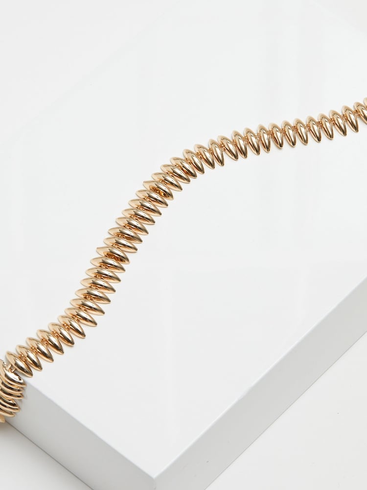 Inicio Gold Tone Polished Ridged Allway Necklace - Gift Pouch - Image 3 of 3