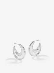 Inicio Silver Tone Statement Molten Polished Hoops - Gift Pouch - Image 1 of 2