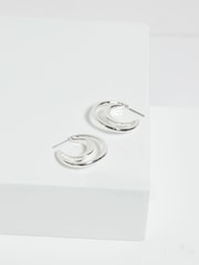 Inicio Silver Tone Statement Molten Polished Hoops - Gift Pouch - Image 2 of 2