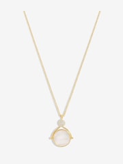Inicio Gold Tone Evil Eye And Mother Of Pearl Spinning Necklaces- Gift Pouch - Image 1 of 4