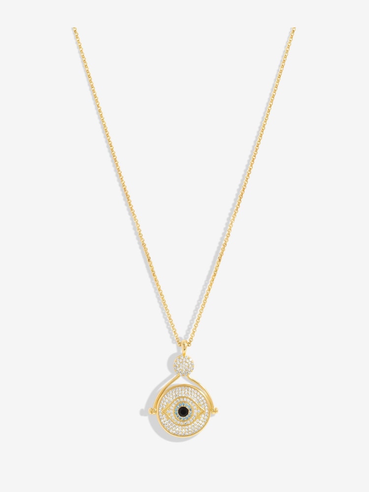 Inicio Gold Tone Evil Eye And Mother Of Pearl Spinning Necklaces- Gift Pouch - Image 2 of 4
