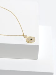 Inicio Gold Tone Evil Eye And Mother Of Pearl Spinning Necklaces- Gift Pouch - Image 3 of 4