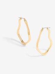 Inicio Gold Tone Molten Large Hoop Earrings - Gift Pouch - Image 1 of 3