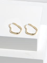Inicio Gold Tone Molten Large Hoop Earrings - Gift Pouch - Image 2 of 3