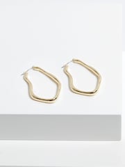 Inicio Gold Tone Molten Large Hoop Earrings - Gift Pouch - Image 3 of 3