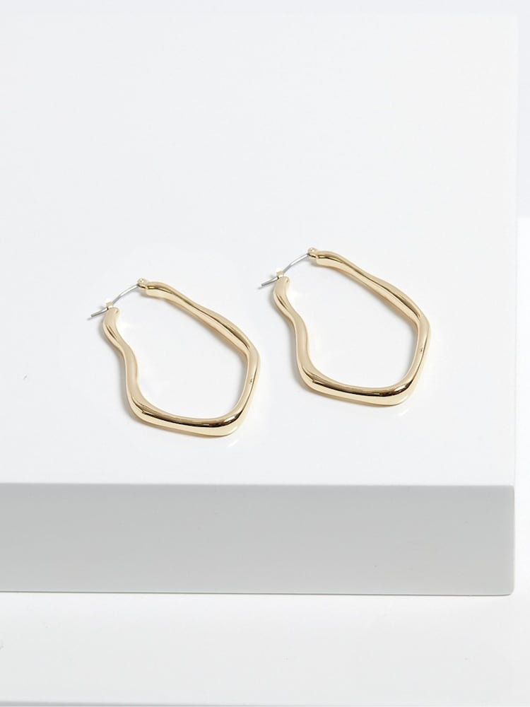 Inicio Gold Tone Molten Large Hoop Earrings - Gift Pouch - Image 3 of 3