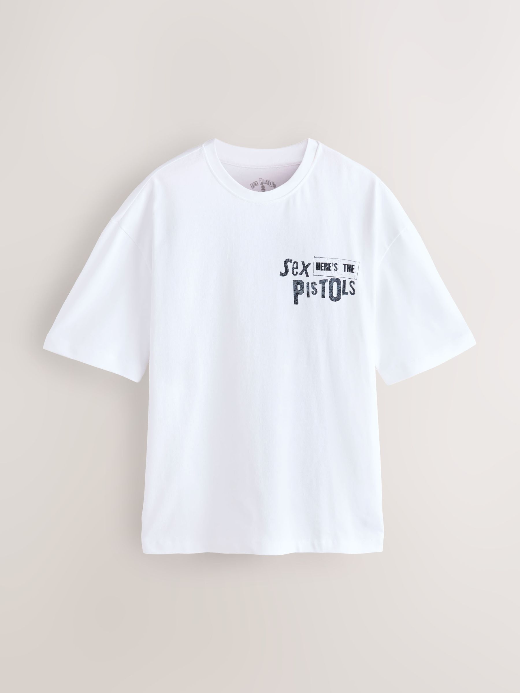 Buy Sex Pistols White Relaxed Fit Band Graphic Print T-Shirt from