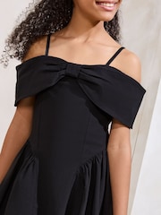 Lipsy Black Teen Bow Bardot Dress (5-16yrs) - Image 3 of 4
