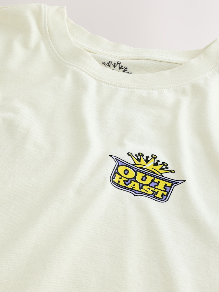White Ecru Outkast - Bequeme Passform - T-Shirt mit Bandgrafik-Print - Bild 4 von 4