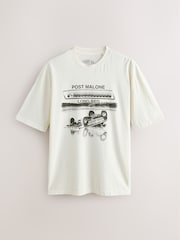Post Malone White Regular Fit Band Graphic Print T-Shirt - Image 1 of 4