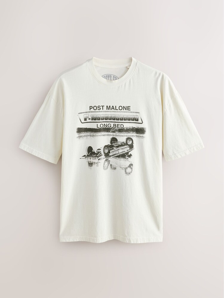 Post Malone White Regular Fit Band Graphic Print T-Shirt - Image 1 of 4 Post Malone White Regular Fit Band Graphic Print T-Shirt - Image 1 of 4