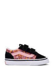 Vans Girls Old Skool Black/Pink Trainers - Imagen 1 de 2