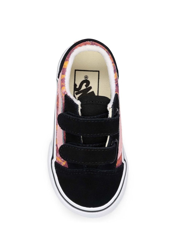 Vans Girls Old Skool Black/Pink Trainers - Imagen 2 de 2