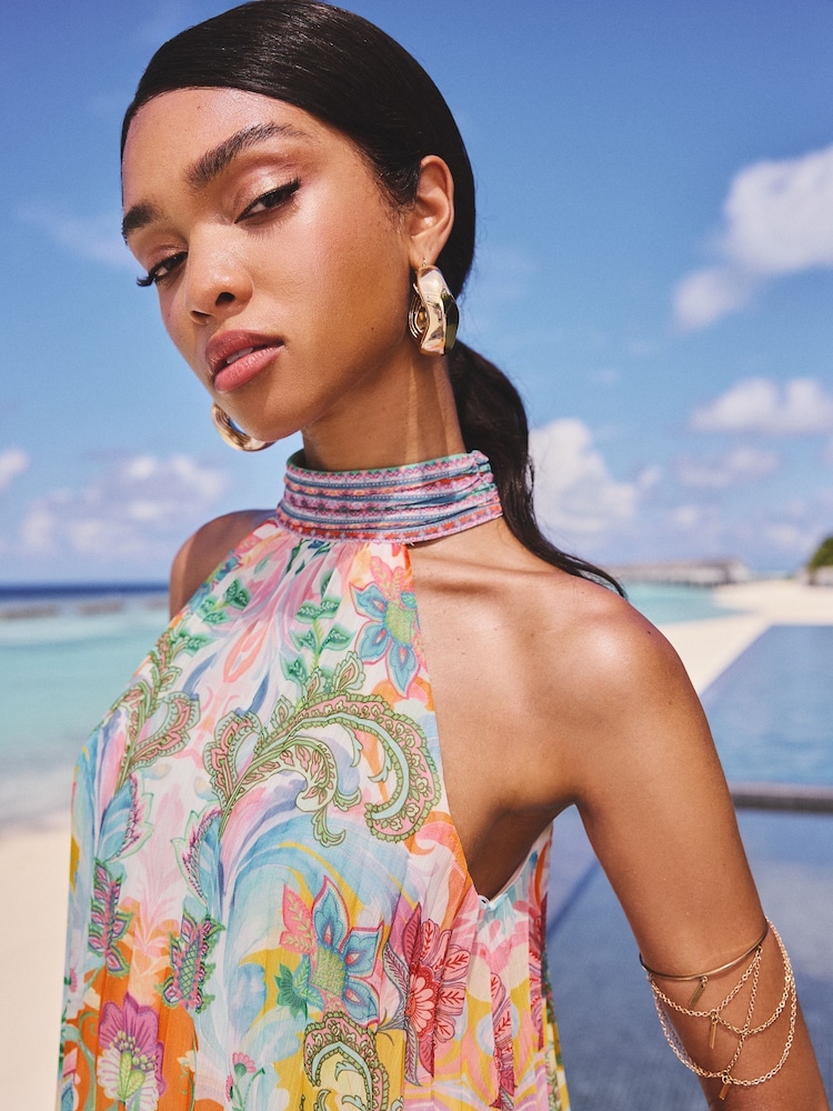 Lipsy Pleated Printed Halter Neck Top - Imagen 2 de 5