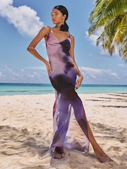 Lipsy Purple Printed Cami Cowl Slip Maxi Dress - Image 1 of 5