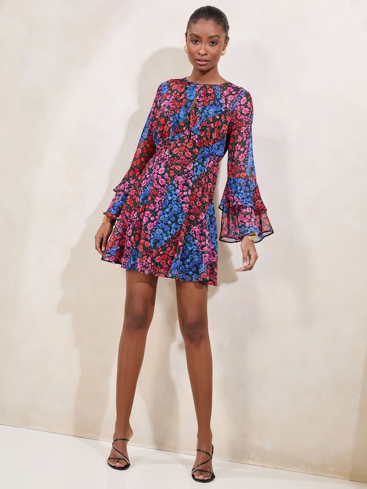 Robe courte Lipsy à manches Volant trou de serrure - Image 1 de 5
