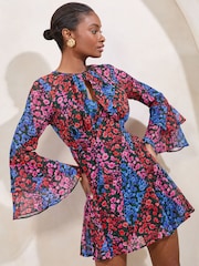Robe courte Lipsy à manches Volant trou de serrure - Image 2 de 5