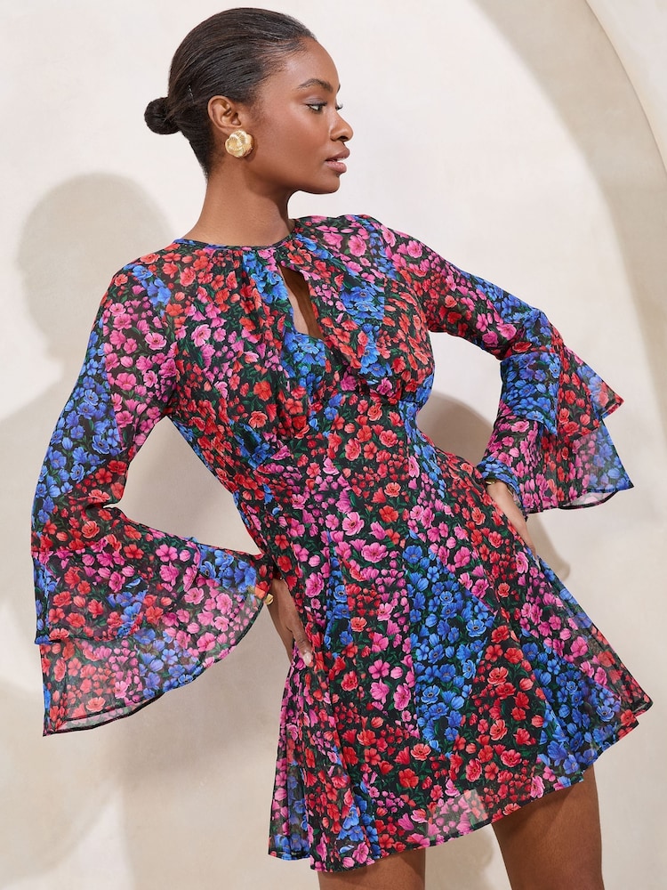 Robe courte Lipsy à manches Volant trou de serrure - Image 2 de 5