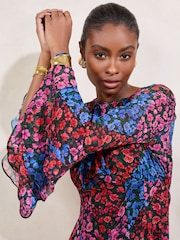 Robe courte Lipsy à manches Volant trou de serrure - Image 4 de 5