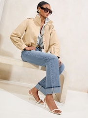 Lipsy Mid Wash Blue Turn Up Hem Wide Leg Jeans - Image 2 of 5
