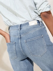 Lipsy Mid Wash Blue Turn Up Hem Wide Leg Jeans - Image 3 of 5