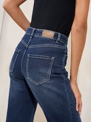 Dunkelblaue Waschung - Lipsy Turn Up Hem Wide Leg Jeans - Bild 4 von 5