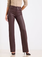 Lipsy Cherry Red Coated Mid Rise Wide Leg Jeans - Image 2 of 4
