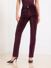Burgundy Red Velvet - Lipsy Straight-Jeans mit hohem Bund - Bild 3 von 4