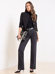 Lipsy Black Snake Print Mid Rise Wide Leg Jeans - Image 3 of 4
