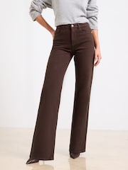 Lipsy Chocolate Brown Mid Rise Wide Leg Jeans - Image 2 of 5