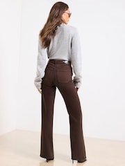 Lipsy Chocolate Brown Mid Rise Wide Leg Jeans - Image 5 of 5