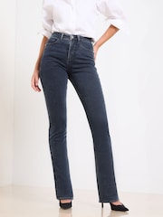 Lipsy Blue Black Sculpting High Waist Straight Leg Jeans - Image 1 of 4