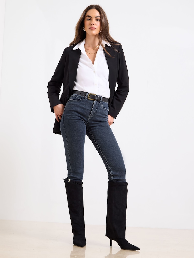 Lipsy Blue Black Sculpting High Waist Straight Leg Jeans - Image 2 of 4