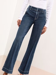 Lipsy Mid Wash Blue Tailored Wide Leg Jeans - Image 1 of 4