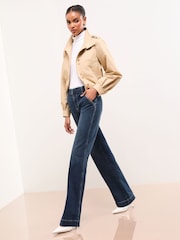 Lipsy Mid Wash Blue Tailored Wide Leg Jeans - Image 2 of 4