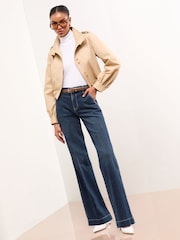 Lipsy Mid Wash Blue Tailored Wide Leg Jeans - Image 4 of 4