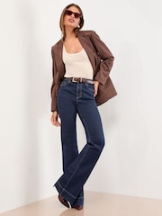 Lipsy Rinse Wash Slim High Waist Flare Jeans - Image 1 of 4