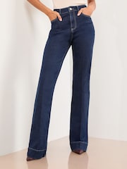 Lipsy Rinse Wash Slim High Waist Flare Jeans - Image 2 of 4