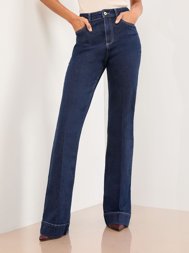 Lipsy Rinse Wash Slim High Waist Flare Jeans - Image 2 of 4
