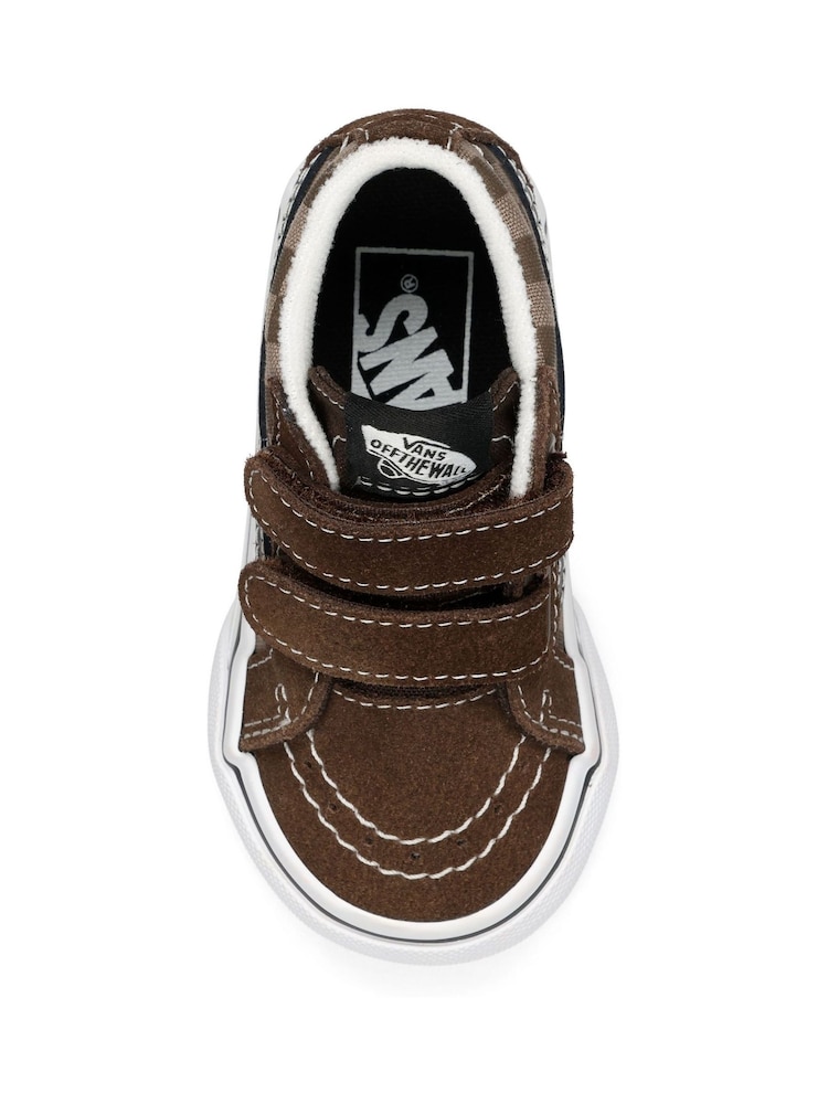 Vans Boys Check SK8 Mid Reissue Brown Trainers - Image 2 of 2