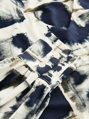 Navy Inky Check Long Sleeve V-Neck Jersery Blouse - Image 8 of 8