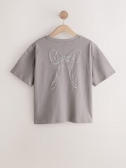 Roxo lilás - Camiseta de manga curta com laço enfeitado - Imagem 7 de 9